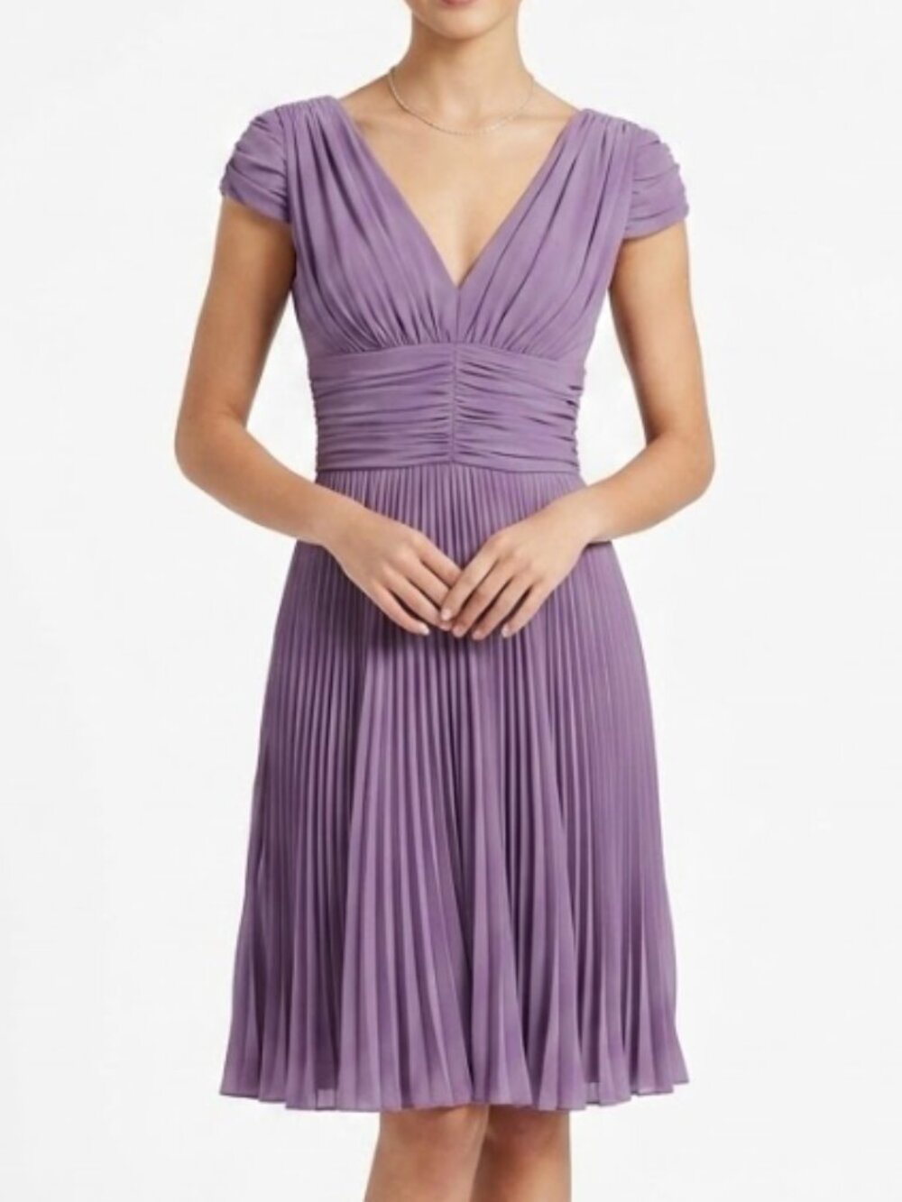 Betsey Johnson | Accordion Pleated Dress in Purple Chiffon | Size 2